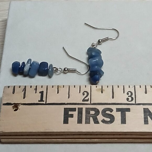 Fashion Hand Crafted Silver Tone with Blue Stone Earrings Costume Jewelry #81 - Picture 8 of 11